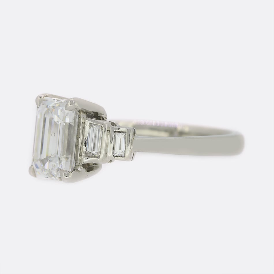 1.70 Carat Emerald Cut Diamond Ring