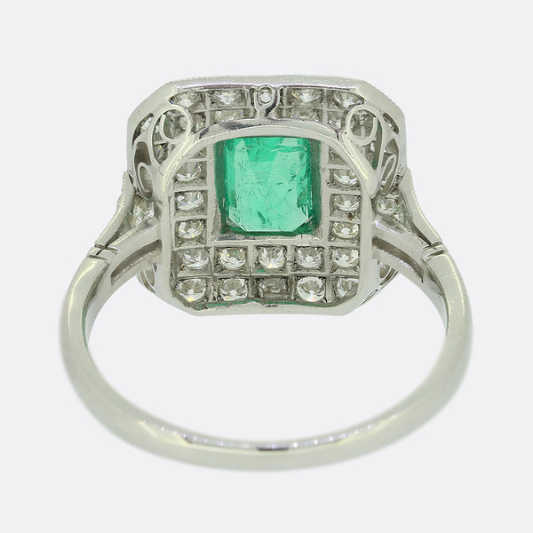 Art Deco Style Emerald and Diamond Ring