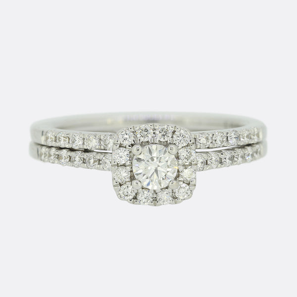 0.51 Carat Diamond Halo Engagement Ring Set