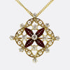 Victorian Enamel Diamond and Pearl Flower Necklace