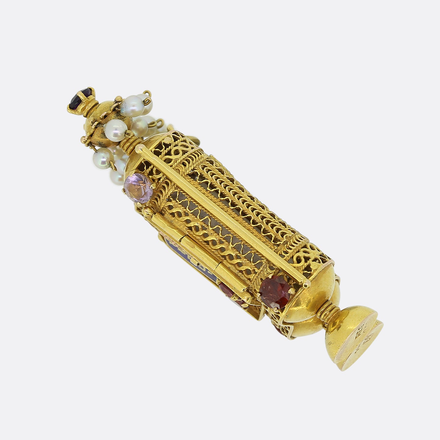 Vintage Gem Set and Enamelled Torah Scroll Pendant