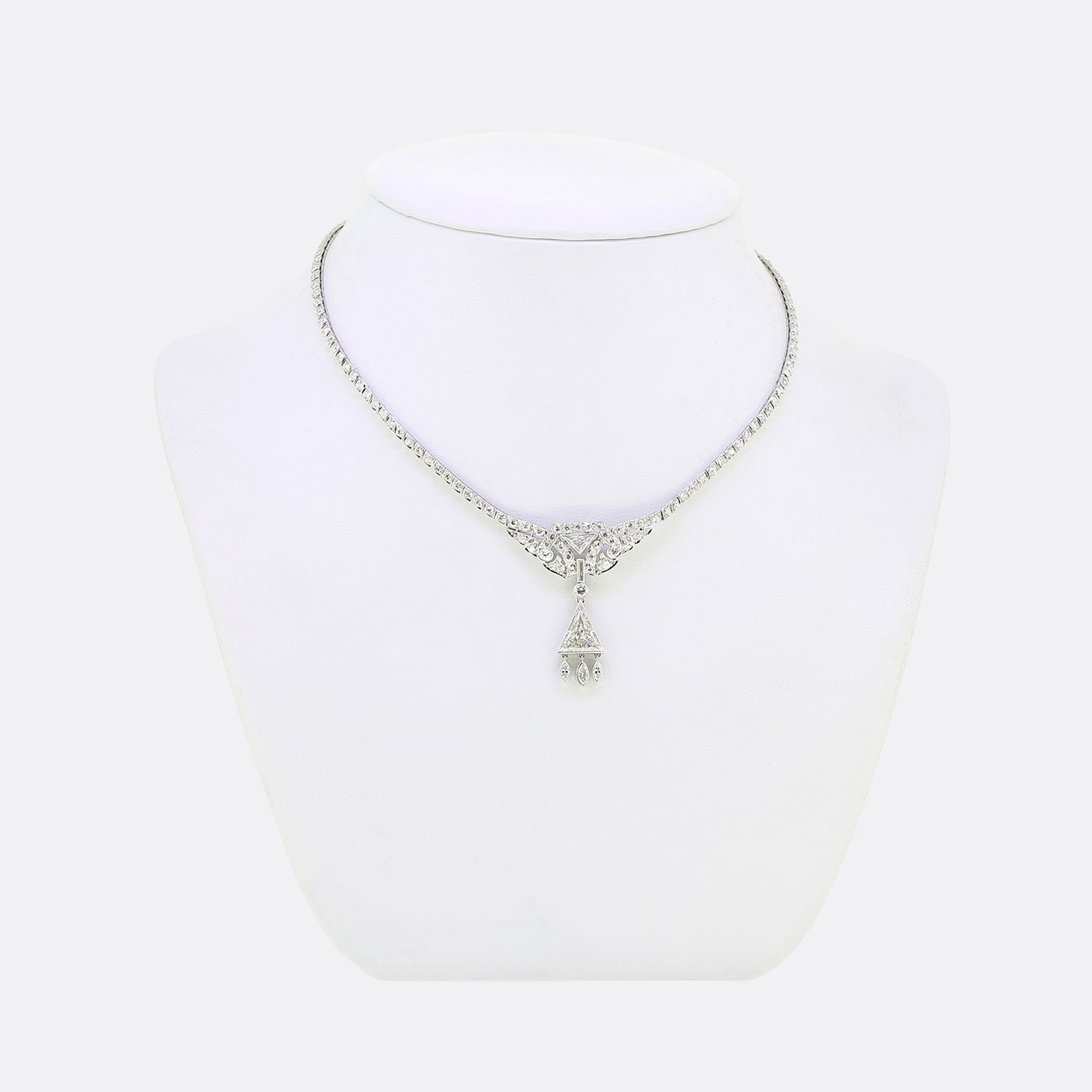 Art Deco 3.90 Carat Diamond Cluster Necklace