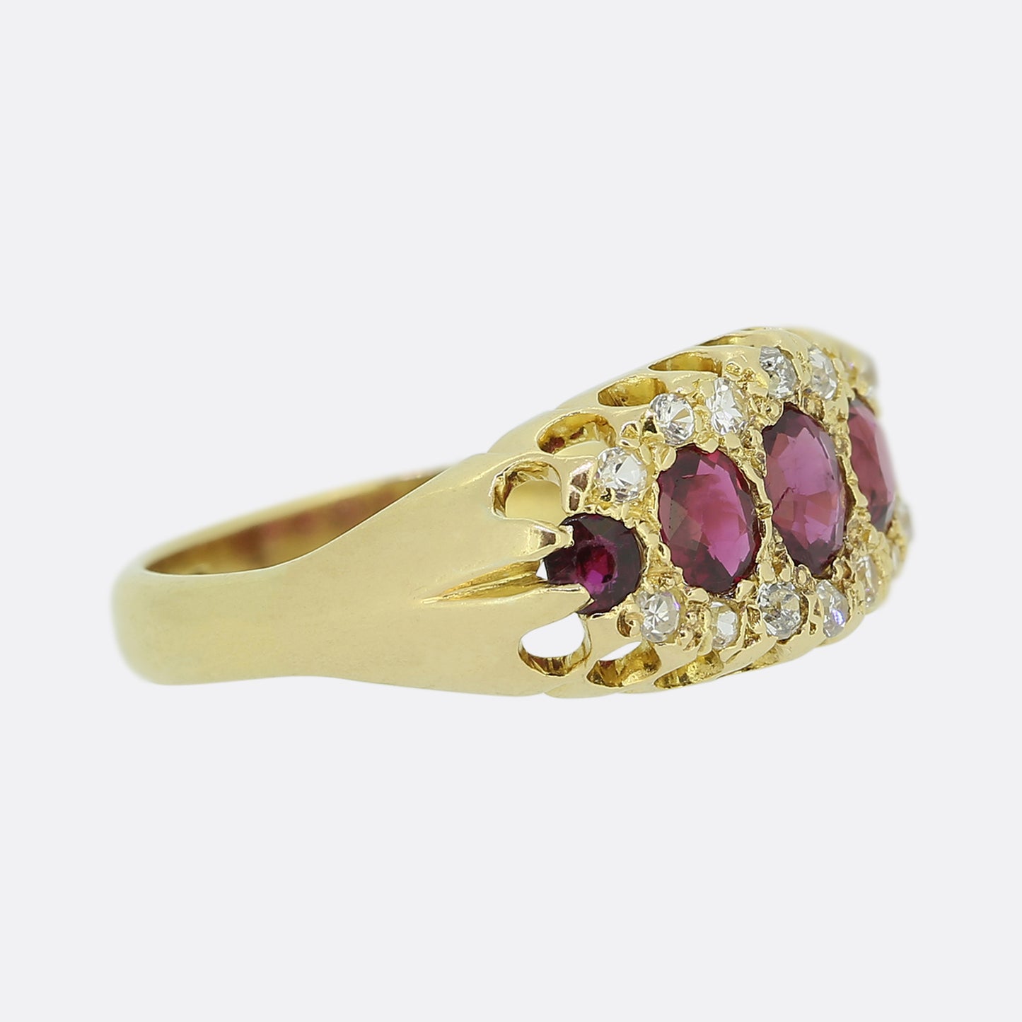 Edwardian Five-Stone Ruby and Diamond Ring