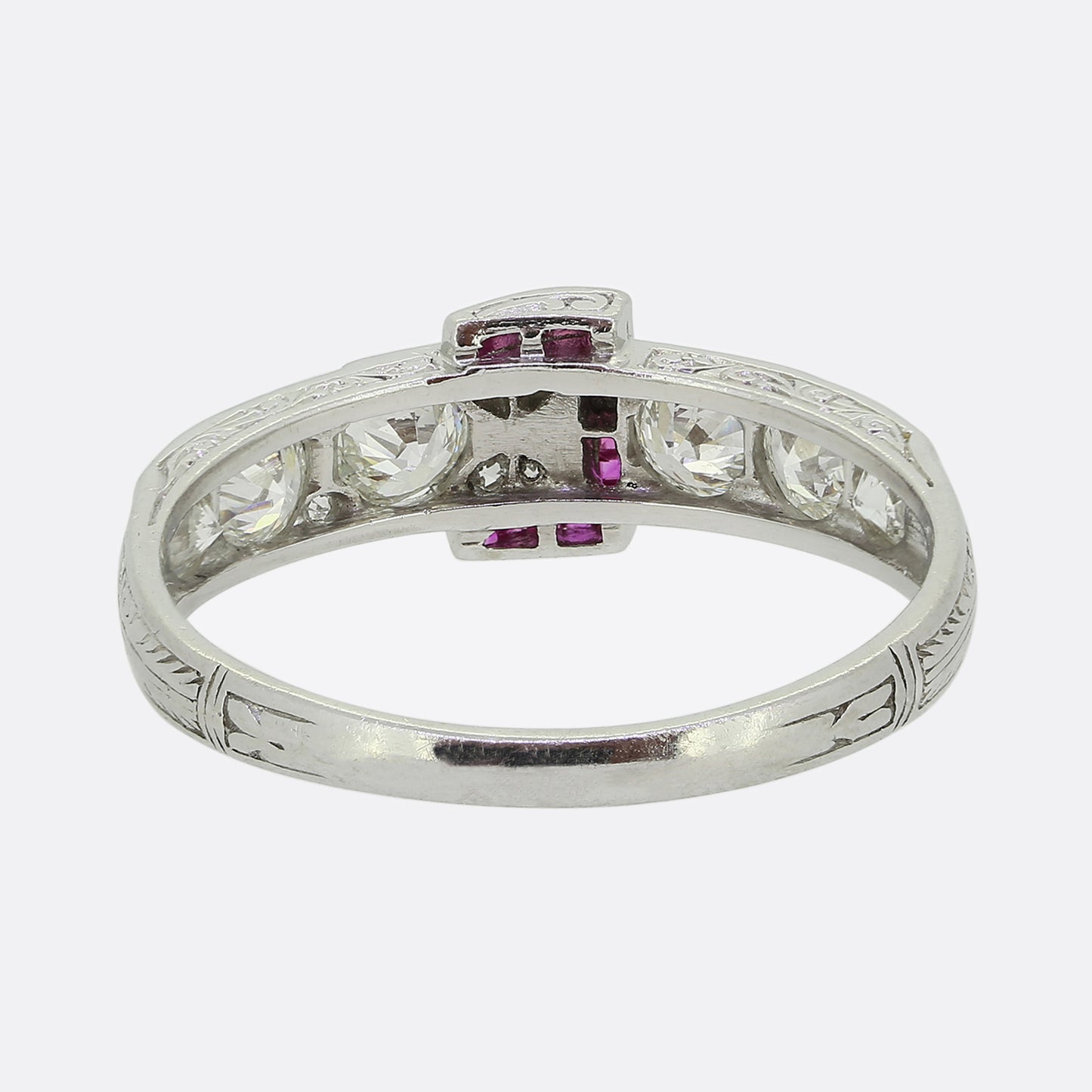 Art Deco Ruby and Diamond Buckle Ring