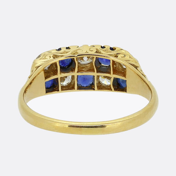 Vintage Sapphire and Diamond Chequerboard Ring