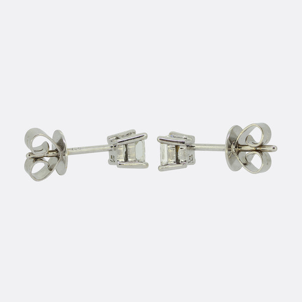0.50 Carat Princess Cut Diamond Stud Earrings