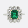 Zambian Emerald and Diamond Cluster Ring