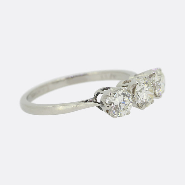 Vintage 1.0 Carat Diamond Three Stone Ring