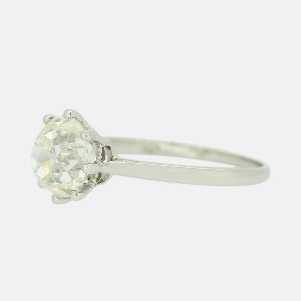 1.95 Carat Old Cushion Cut Diamond Solitaire Ring