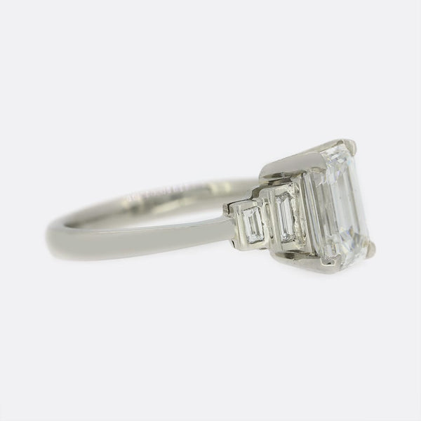 1.70 Carat Emerald Cut Diamond Ring