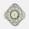Antique Natural Pearl and Diamond Cluster Ring