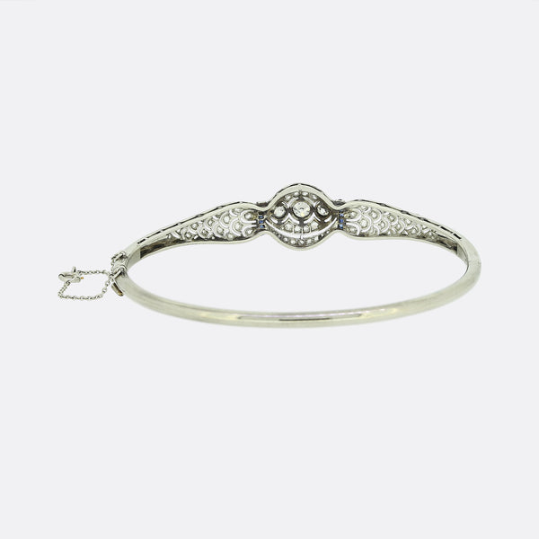Art Deco Sapphire and Diamond Hinge Bangle