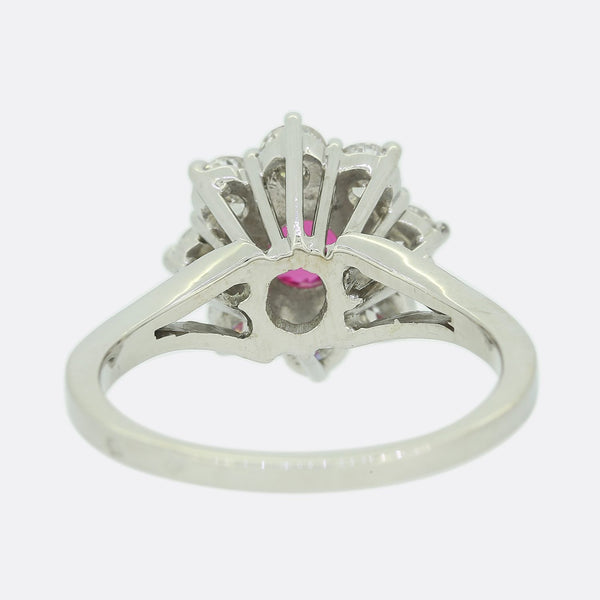 Pink Sapphire and Diamond Cluster Ring