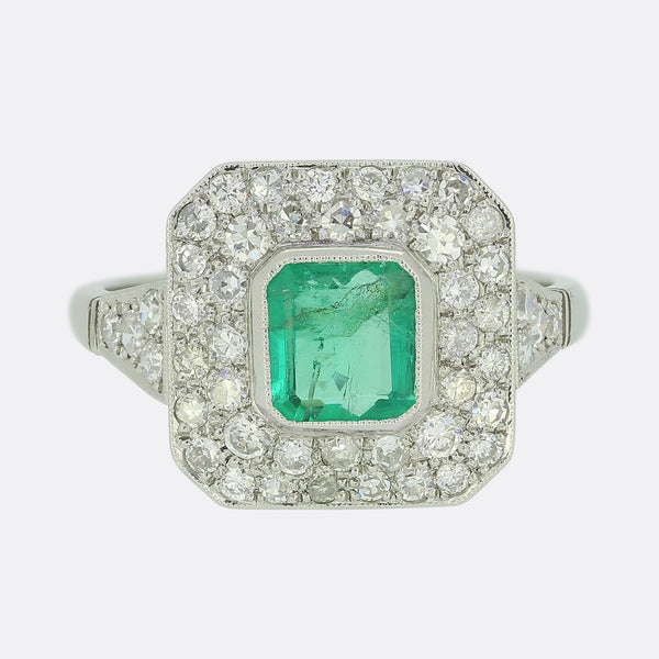 Art Deco Style Emerald and Diamond Ring