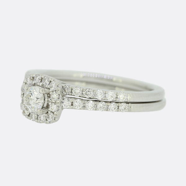 0.51 Carat Diamond Halo Engagement Ring Set
