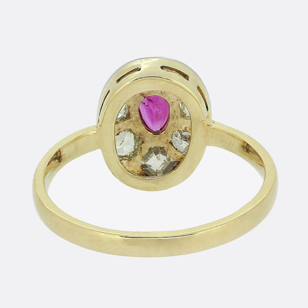Burmese Ruby and Diamond Cluster Ring