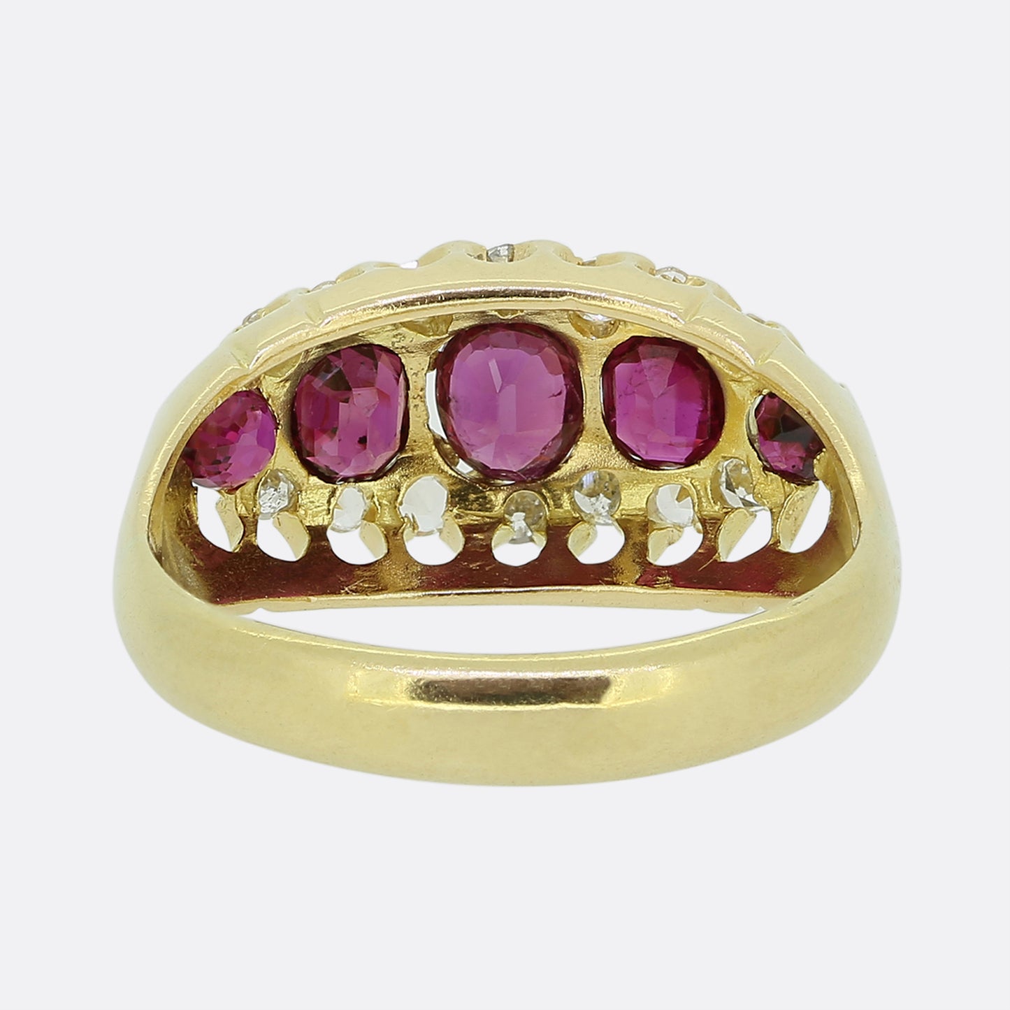 Edwardian Five-Stone Ruby and Diamond Ring