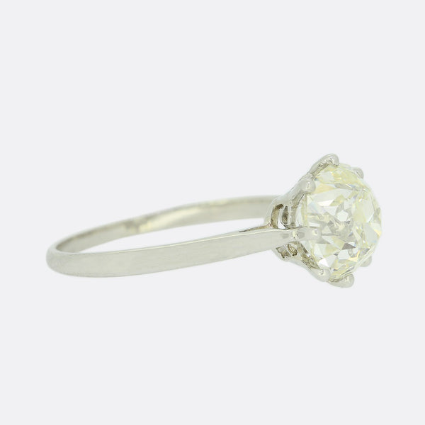 1.95 Carat Old Cushion Cut Diamond Solitaire Ring