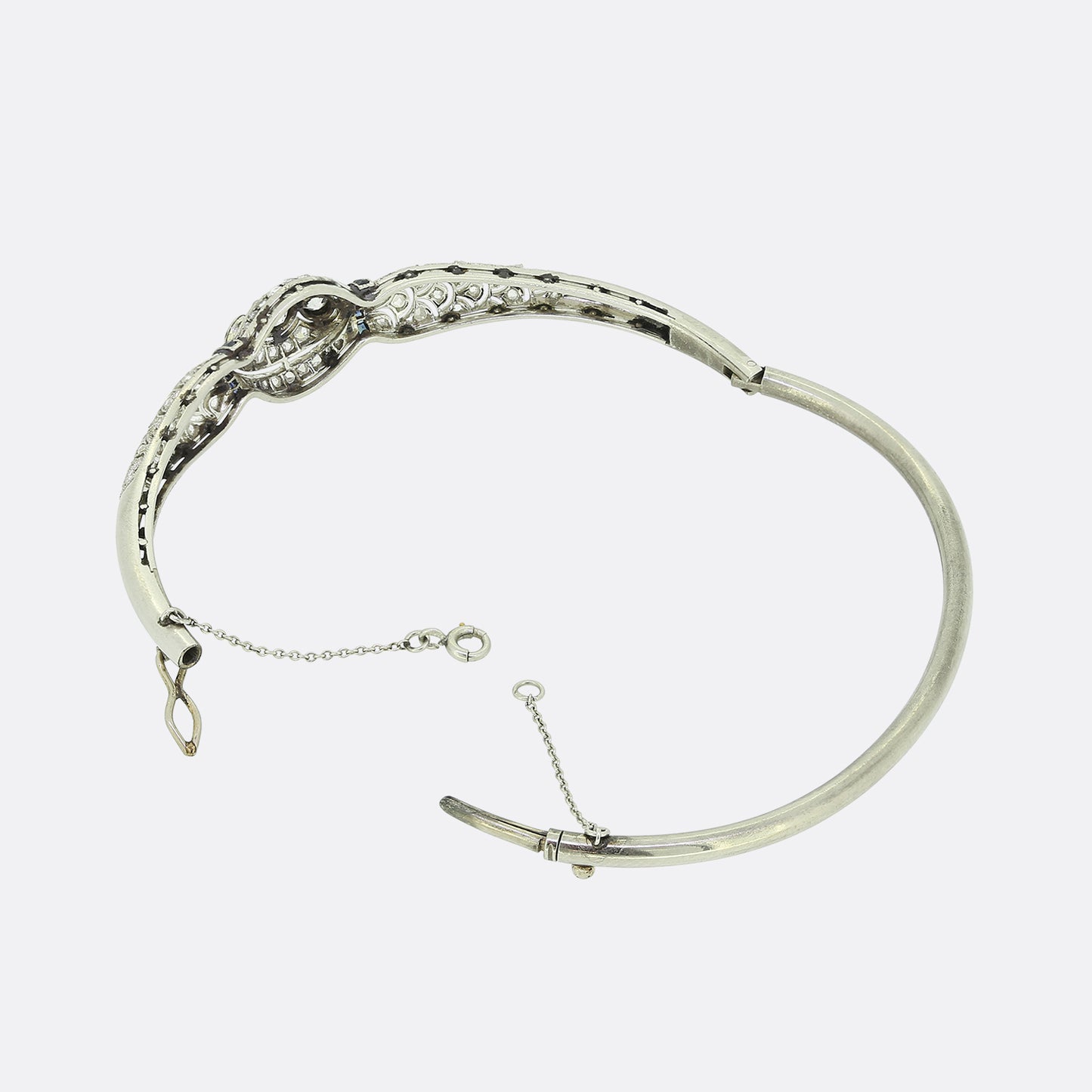 Art Deco Sapphire and Diamond Hinge Bangle