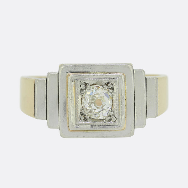 Edwardian Old Cut Diamond Stepped Ring