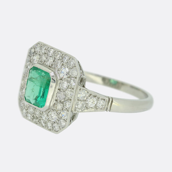 Art Deco Style Emerald and Diamond Ring