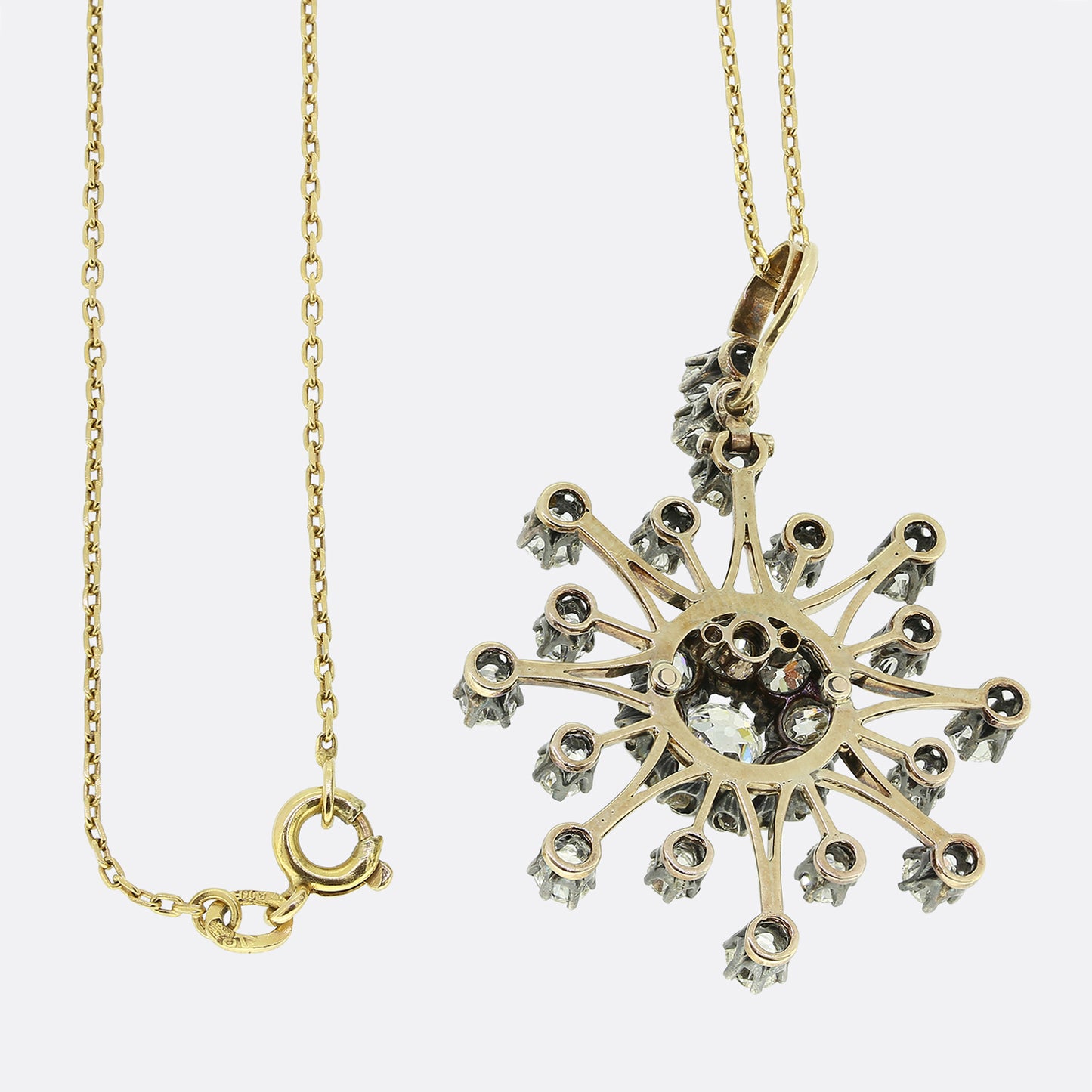 Victorian 3.50 Carat Old Cut Diamond Star Pendant Necklace