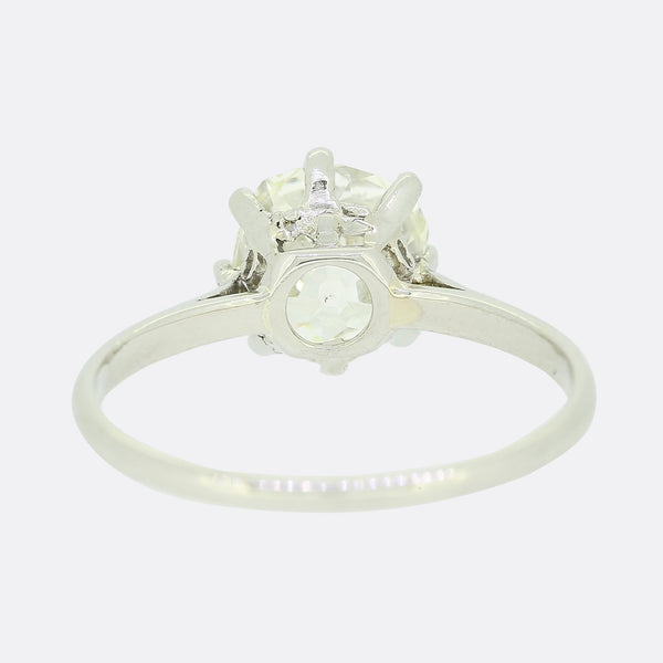1.95 Carat Old Cushion Cut Diamond Solitaire Ring