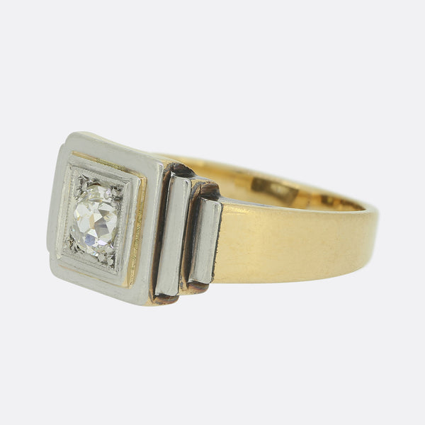 Edwardian Old Cut Diamond Stepped Ring