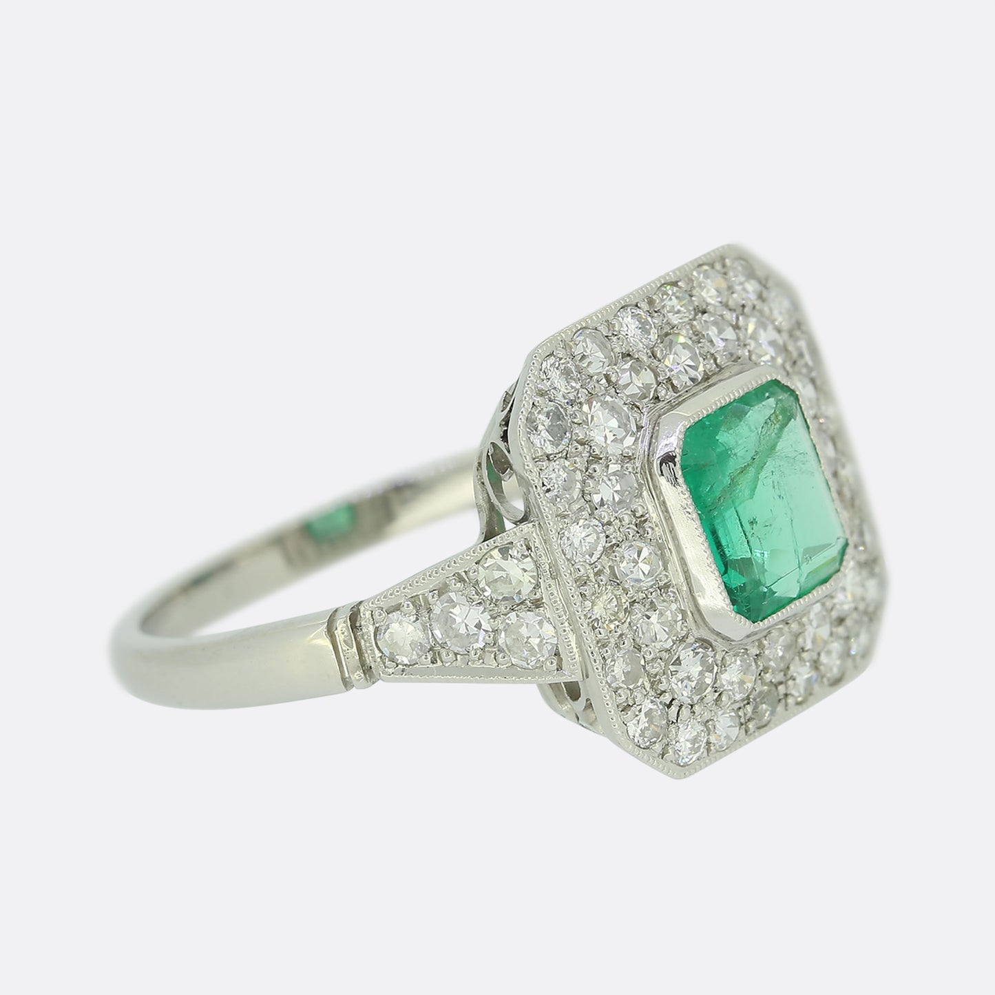 Art Deco Style Emerald and Diamond Ring