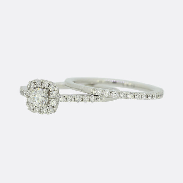 0.51 Carat Diamond Halo Engagement Ring Set
