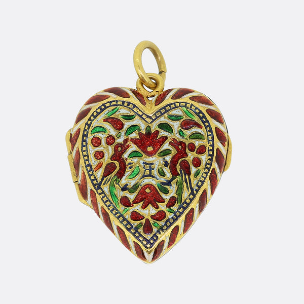 Mughal Enamelled Heart Locket Pendant