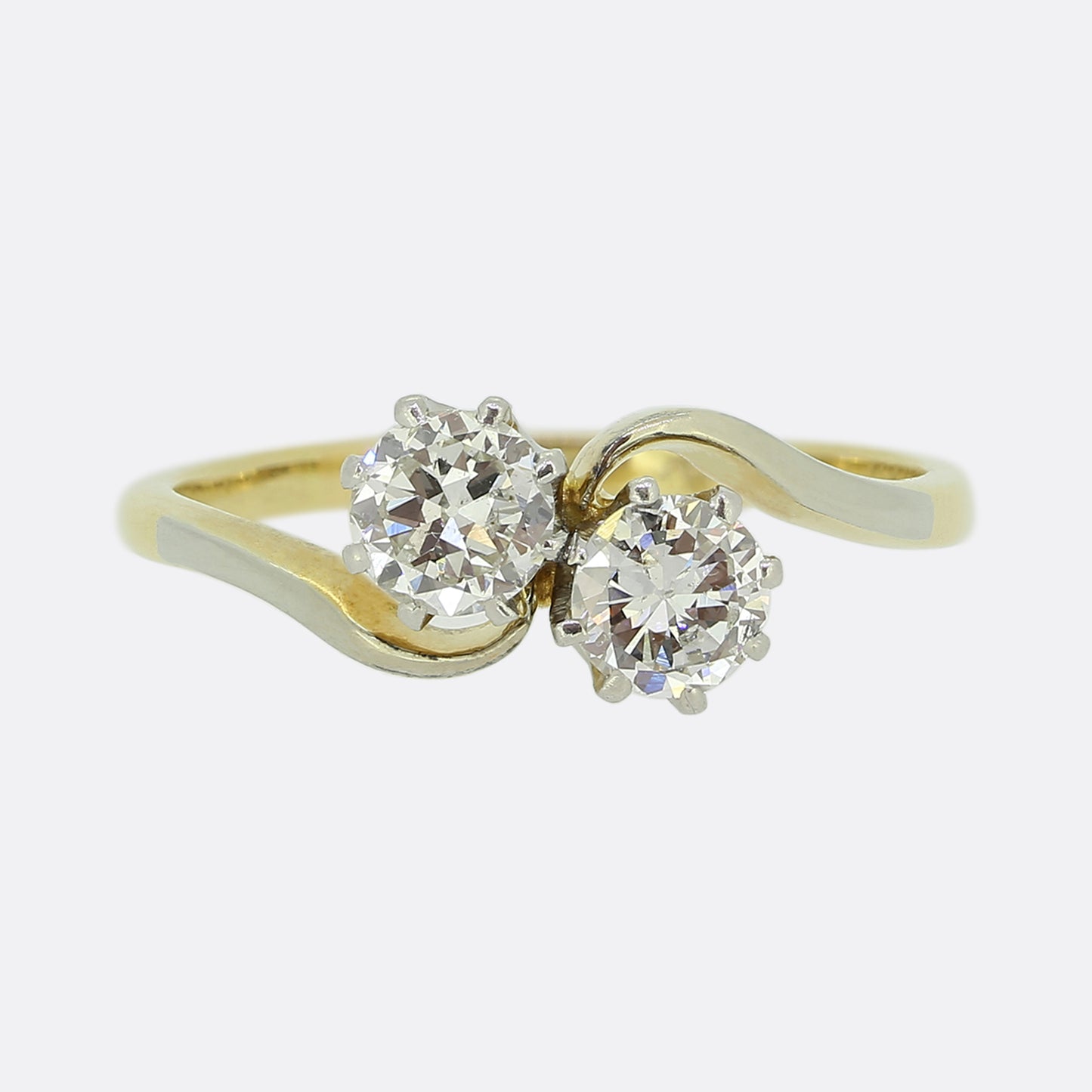 Two-Stone Diamond Crossover Ring