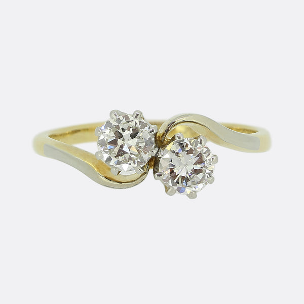 Two-Stone Diamond Crossover Ring