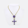 Victorian Diamond and Enamel Snake Cross Pendant Necklace