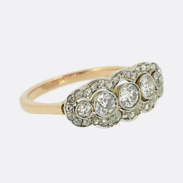 Edwardian Old Cut Diamond Five-Stone Cluster Ring