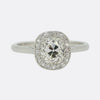 1.50 Carat Old Cushion Cut Diamond Halo Ring