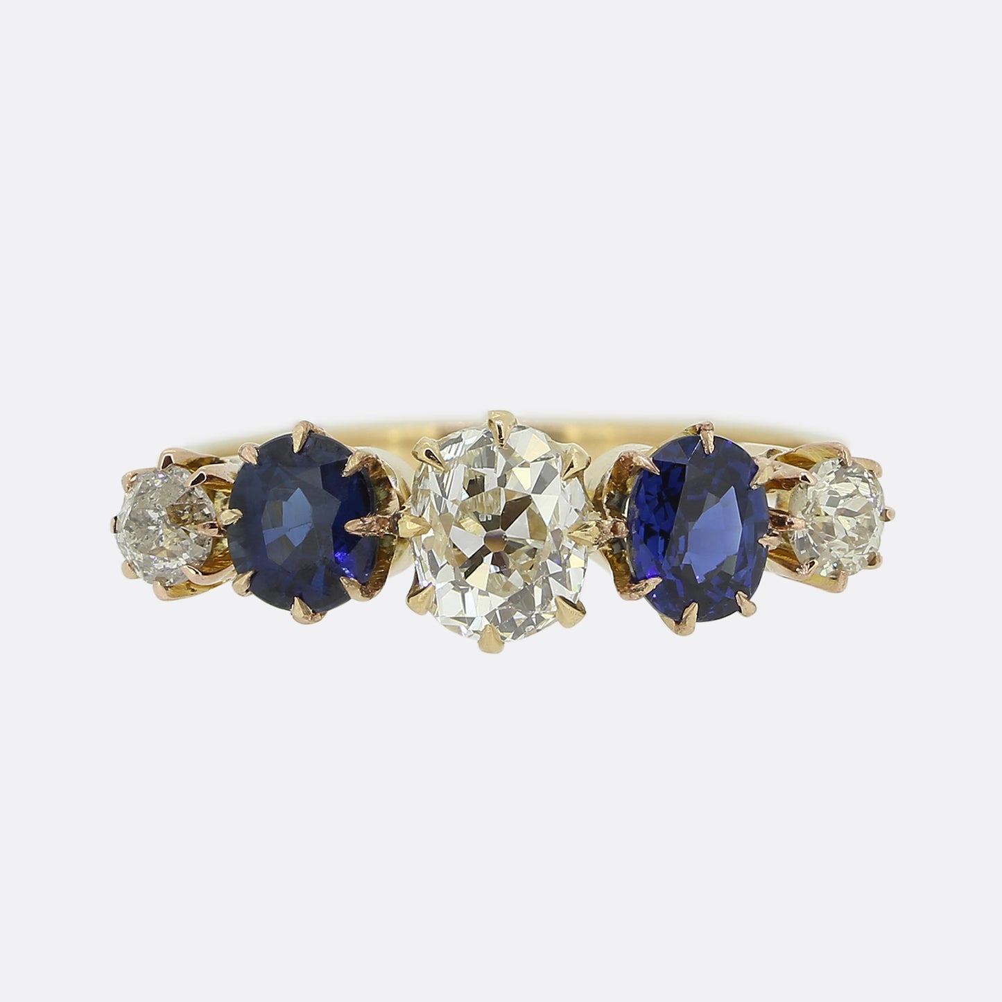 Vintage Sapphire and Diamond Five Stone Ring