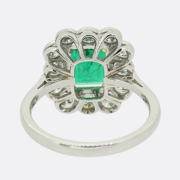 Zambian Emerald and Diamond Cluster Ring