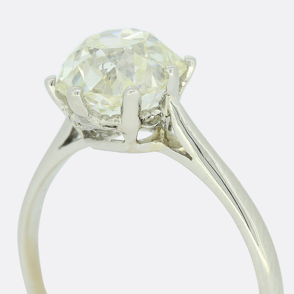 1.95 Carat Old Cushion Cut Diamond Solitaire Ring