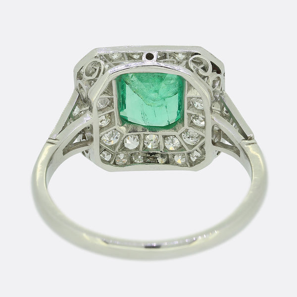 Art Deco Style Emerald and Diamond Ring
