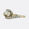 Three Stone Pearl and Diamond Crossover Ring