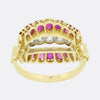 Burmese Ruby and Diamond Three Row Band Ring