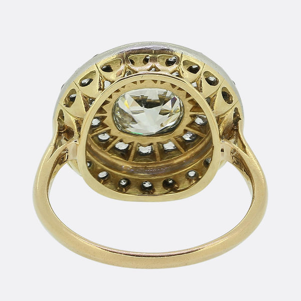 Antique 1.10 Carat Cushion Cut Diamond Cluster Ring