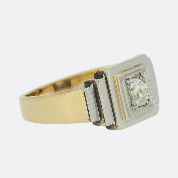 Edwardian Old Cut Diamond Stepped Ring