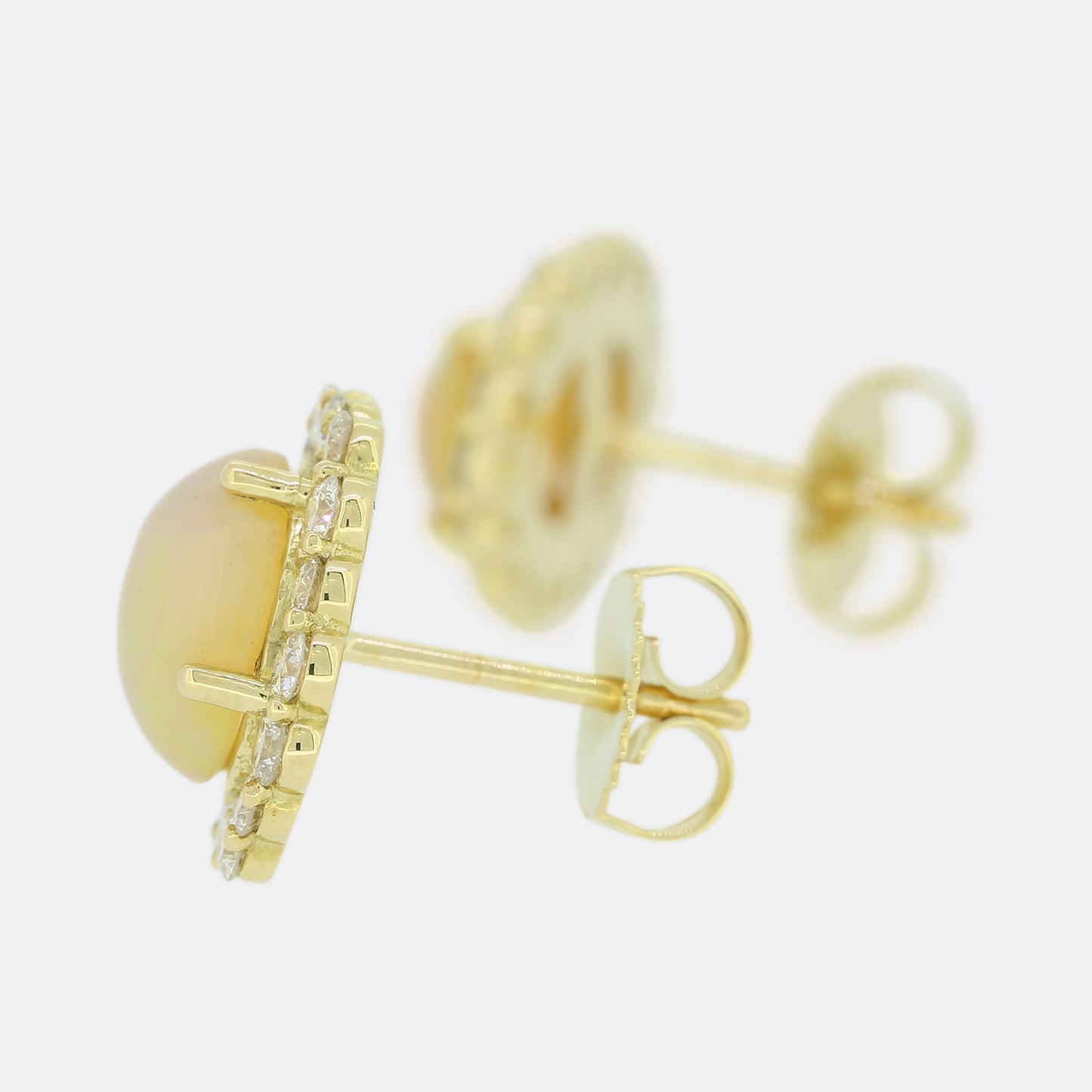 Opal and Diamond Cluster Stud Earrings