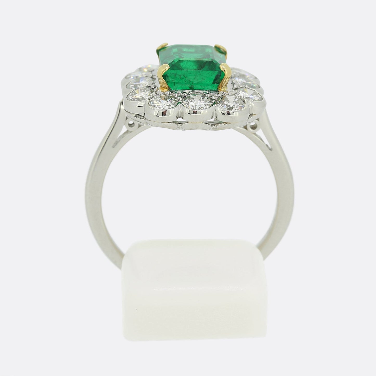 Zambian Emerald and Diamond Cluster Ring