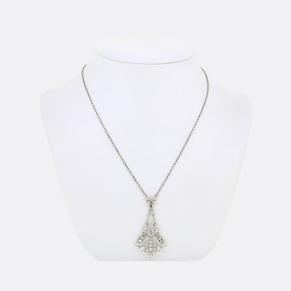 Art Nouveau Diamond Pendant Necklace
