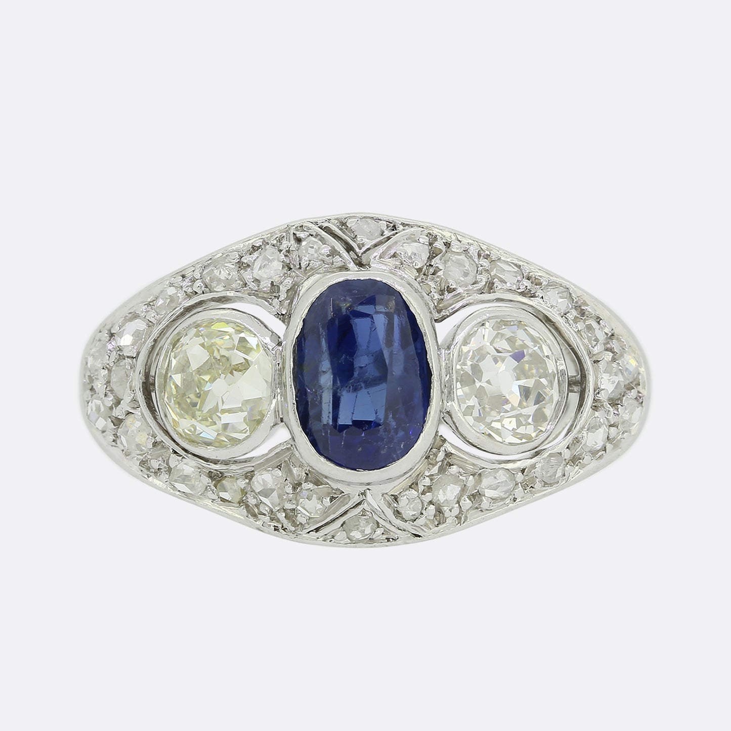 Art Deco Diamond and Sapphire Ring