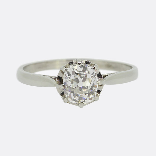 0.97 Carat Old Cut Diamond Solitaire Ring