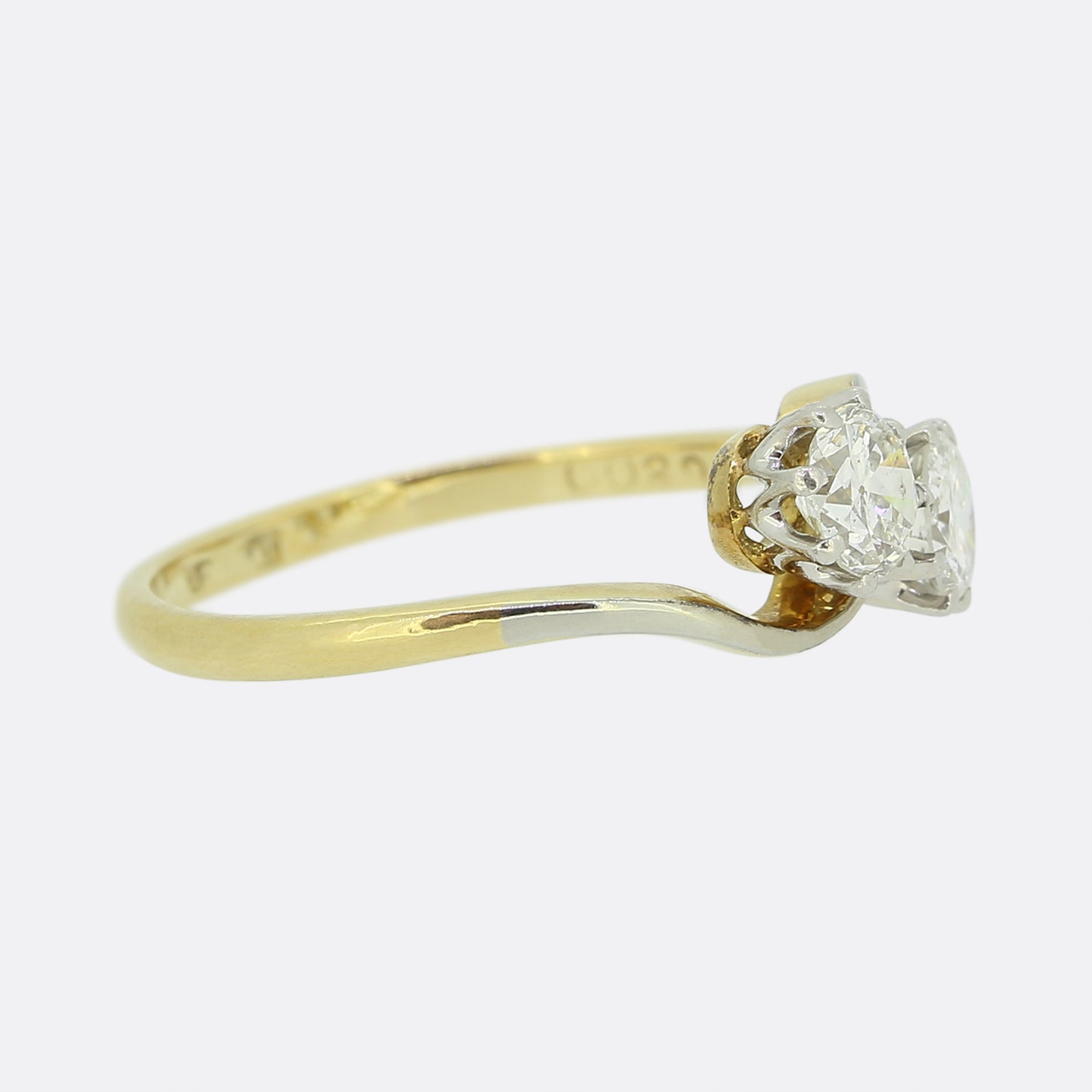 Two-Stone Diamond Crossover Ring